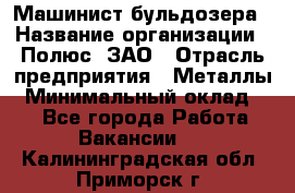 Машинист бульдозера › Название организации ­ Полюс, ЗАО › Отрасль предприятия ­ Металлы › Минимальный оклад ­ 1 - Все города Работа » Вакансии   . Калининградская обл.,Приморск г.